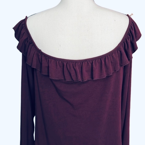 Forever 21 Long Sleeves Dark Purple Ruffled Crop Top Size 3X - Picture 5 of 9